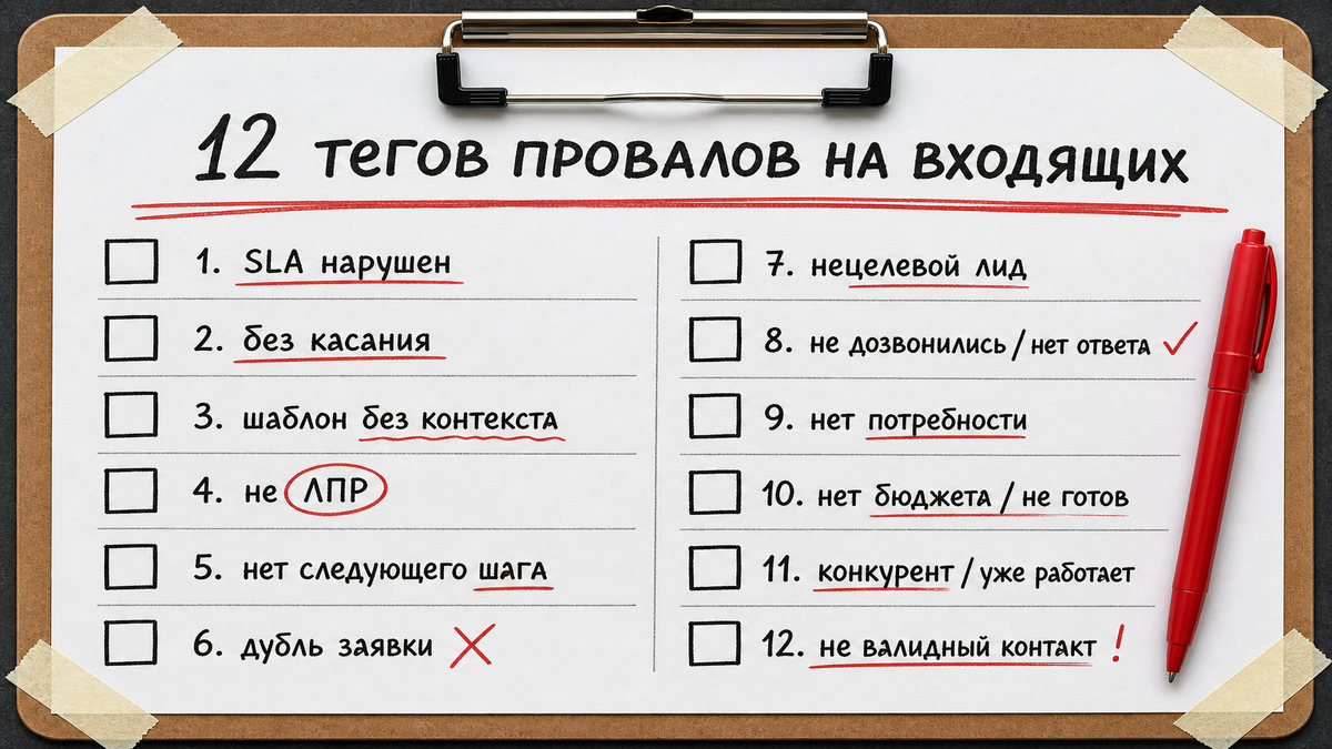 12 тегов контроля входящих заявок для РОП