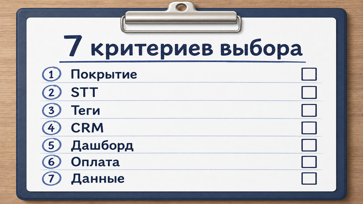 Чеклист 7 критериев выбора сервиса речевой аналитики