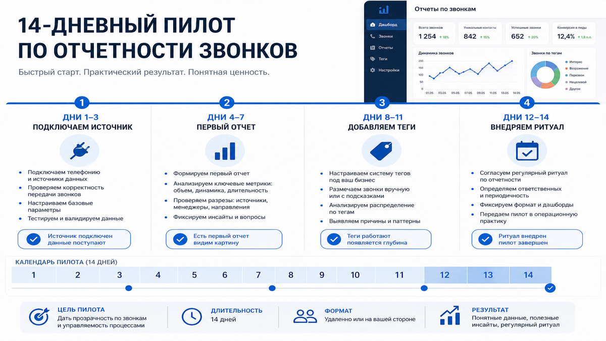 План пилота отчета по звонкам на 14 дней