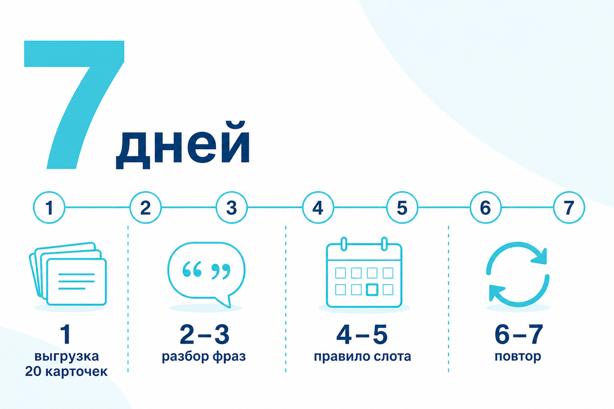 «7 дней: 20 карточек и правило слота»