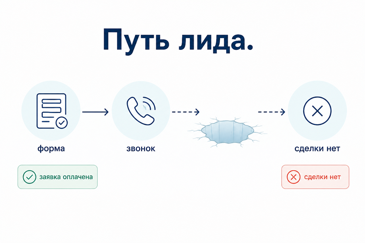 Путь лида: форма, звонок, сделки нет