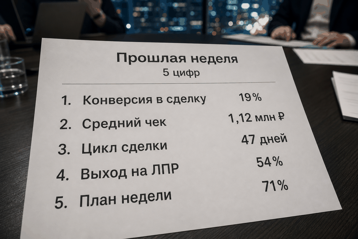 Один лист: пять цифр за прошлую неделю