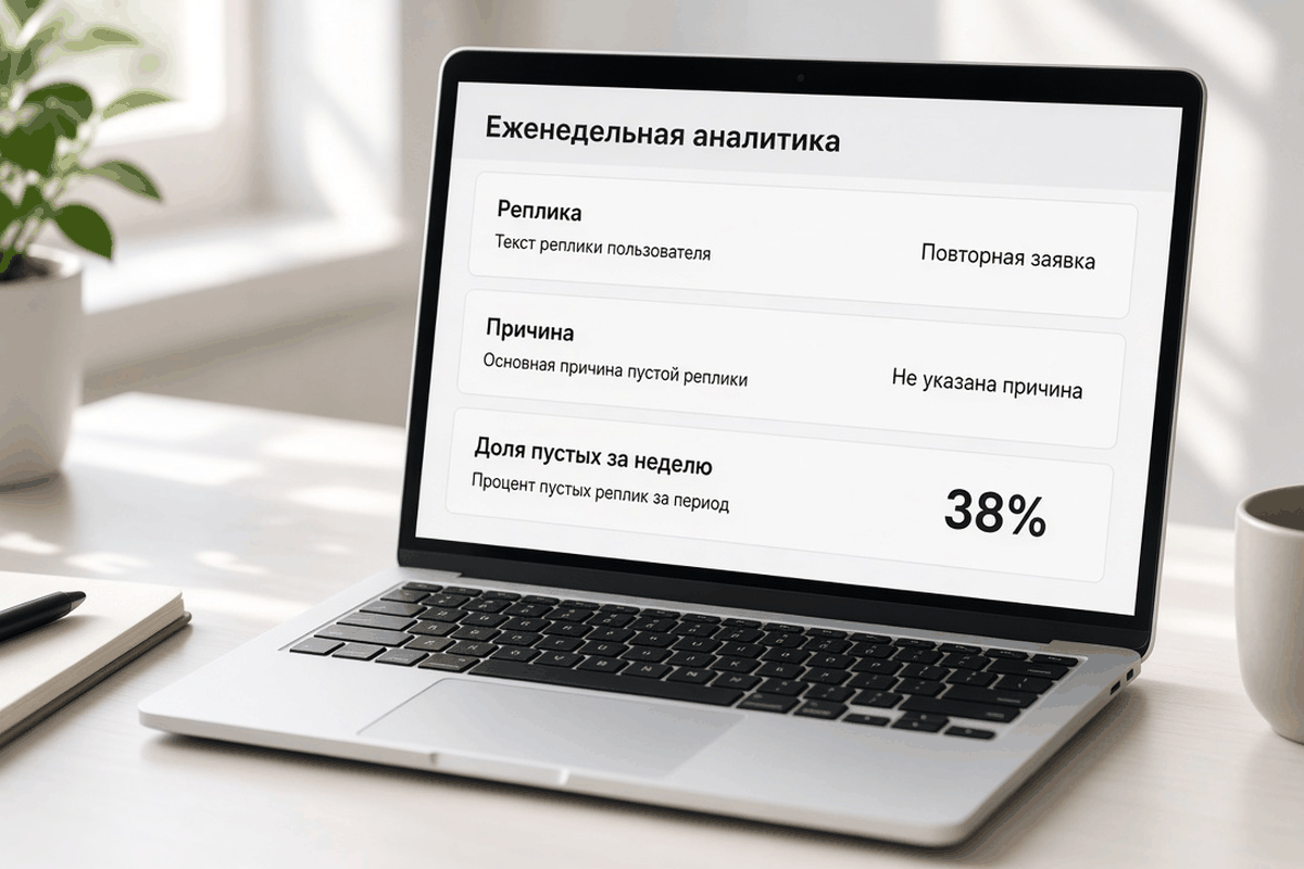 Реплика, причина и доля пустых отказов за неделю