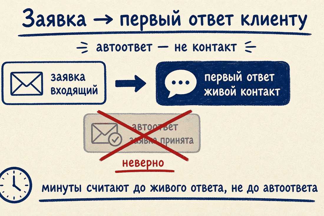 Заявка или входящий до живого ответа; автоответ не считается
