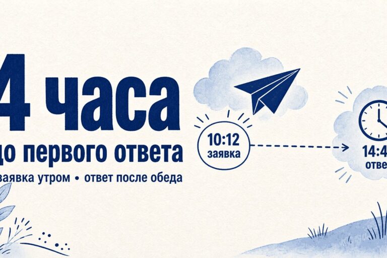 4 часа до первого ответа
